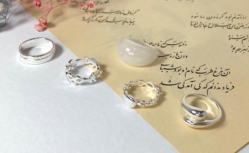 پک انگشتر 5 عددی نقره ای _ 6