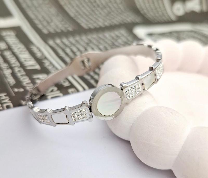 بنگل دایره مرمر نگین دار استیل