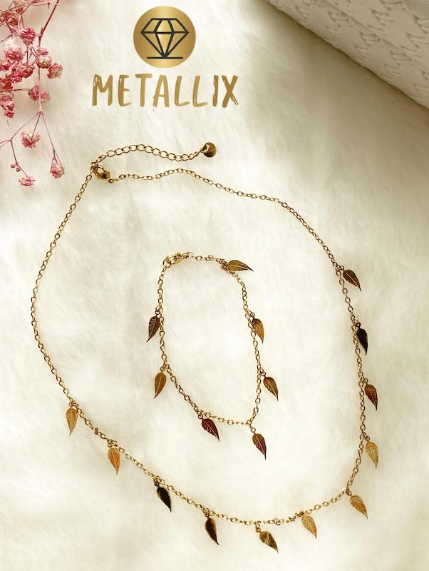 گردنبند و دستبند برگ استیل