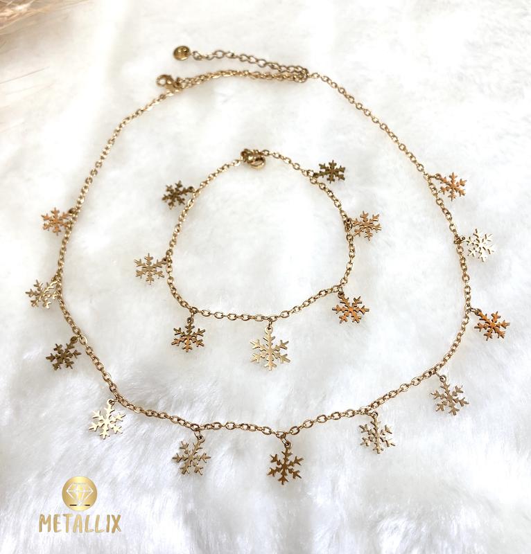 گردنبند و دستبند دانه برف استیل