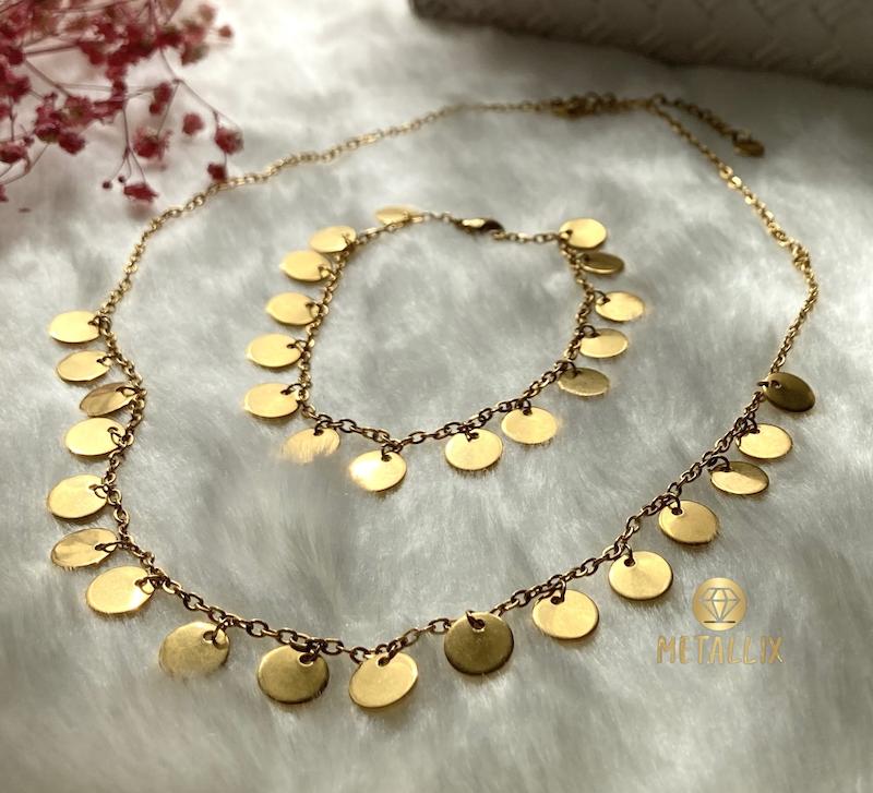 گردنبند و دستبند سکه ای استیل