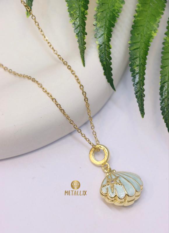 گردنبند صدف میناکاری شده استیل