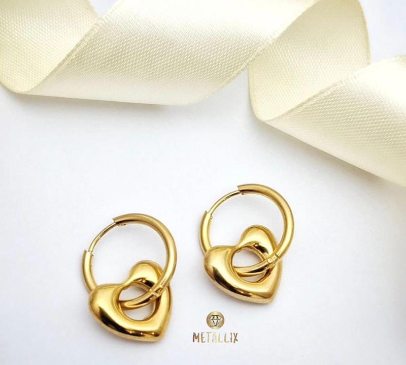 گوشواره های قلبی استیل و رنگ ثابت 