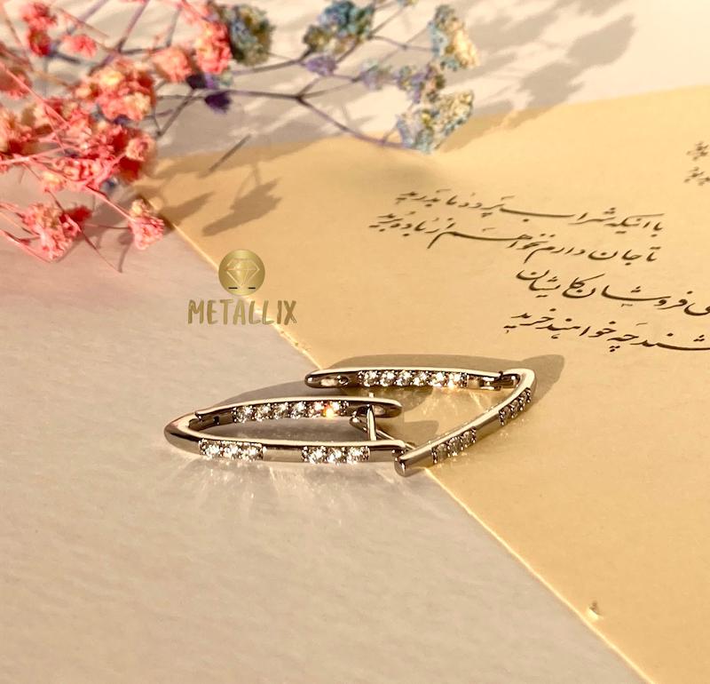 گوشواره پشت و رو نگین دار تیتانیوم