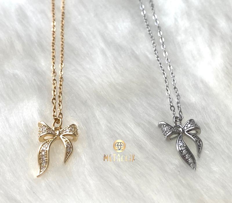 گردنبند پاپیون نگینی استیل