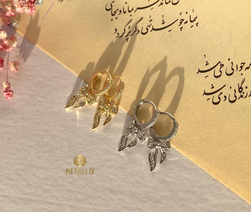 گوشواره پاپیونی نگینی تیتانیوم