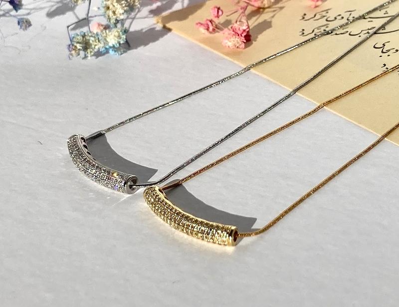 گردنبند لوله ای سوارسکی استیل