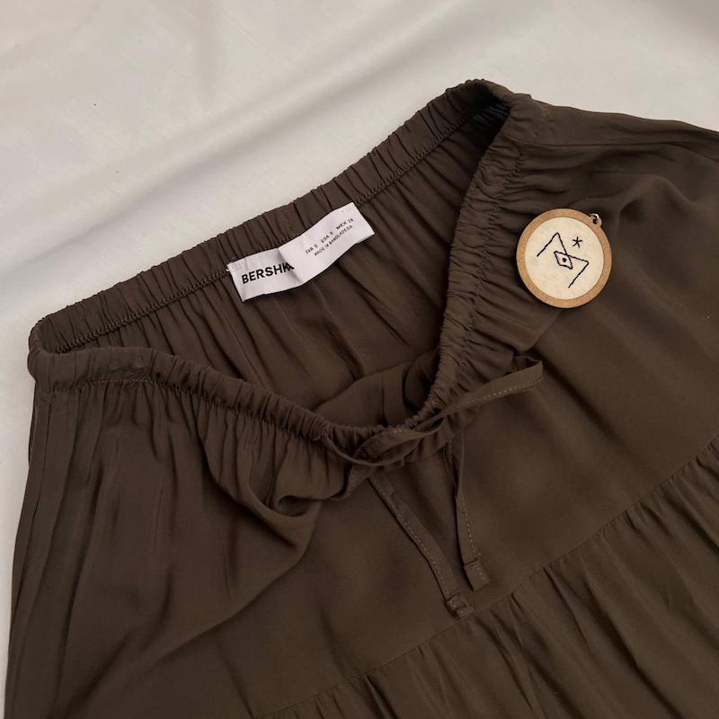 دامن سبز-قهوه ای bershka
