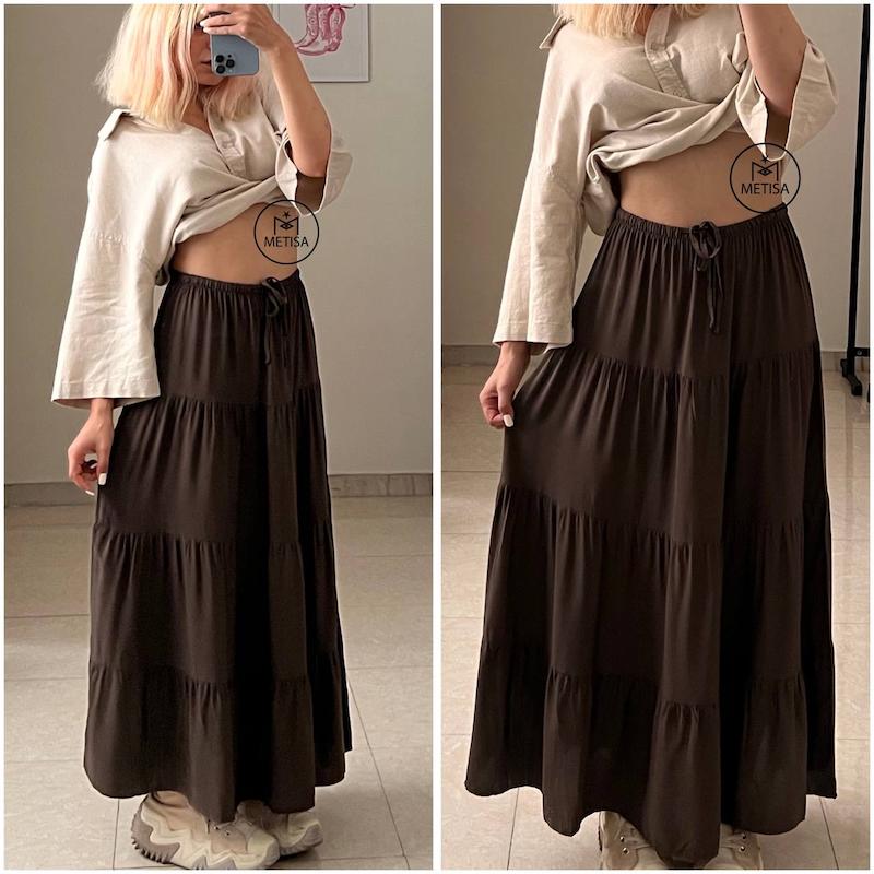 دامن سبز-قهوه ای bershka