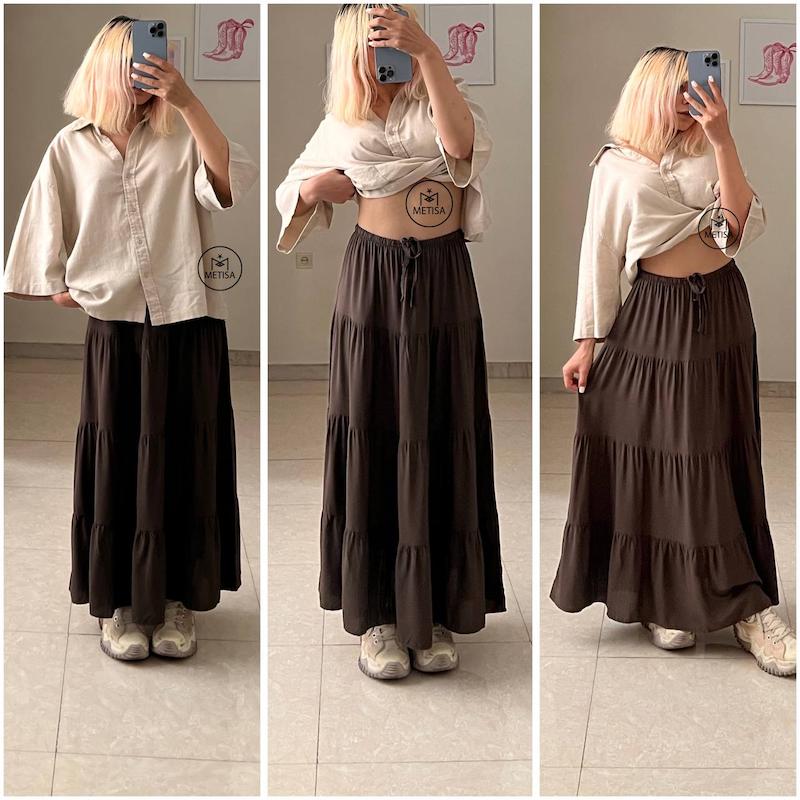 دامن سبز-قهوه ای bershka