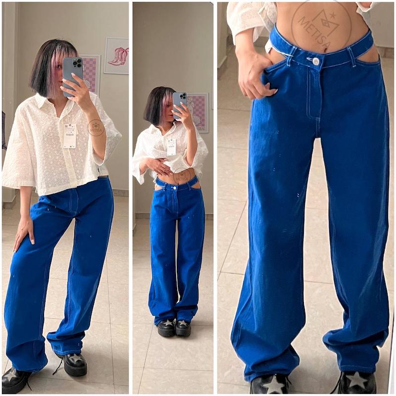 شلوار آبی zara