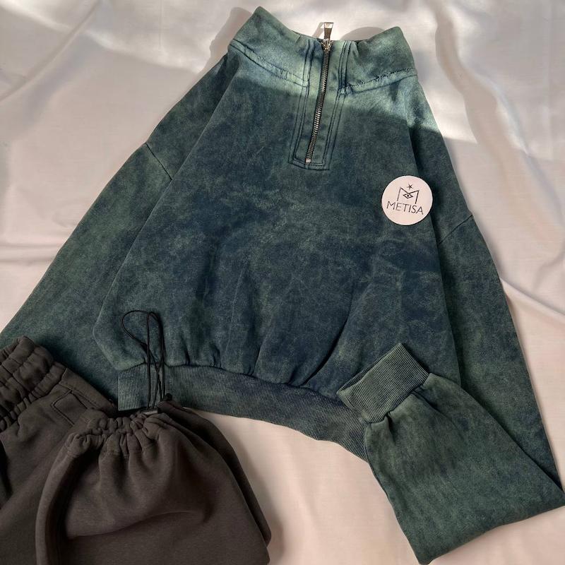 نیم زیپ سنگشور آبی bershka