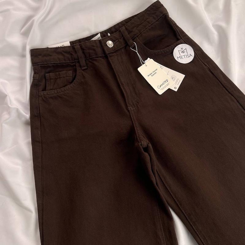 شلوار نیم بگ قهوه ای mango