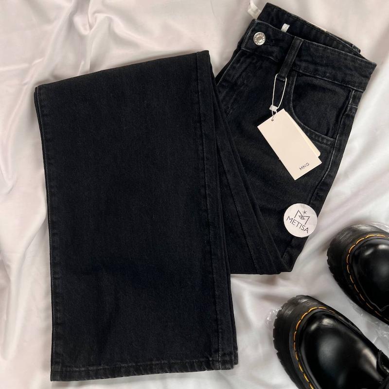 شلوار نیم بگ ذغالی mango