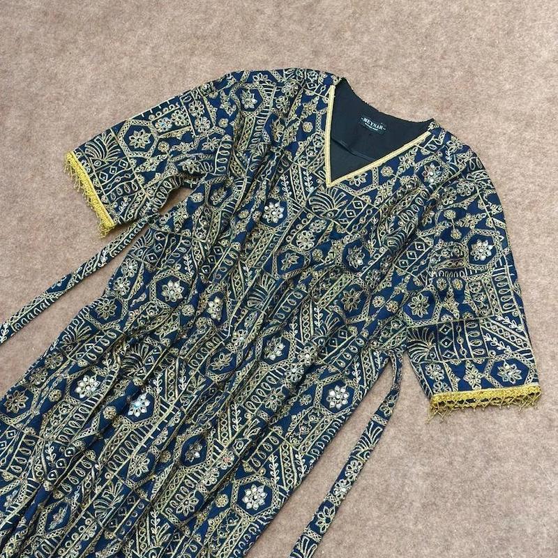 کفتان هندسی آینه کاری (سورمه ای)