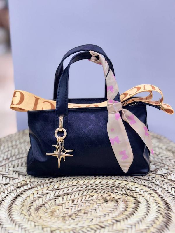 کیف دستی زنانه مشکی بنددار كد 371