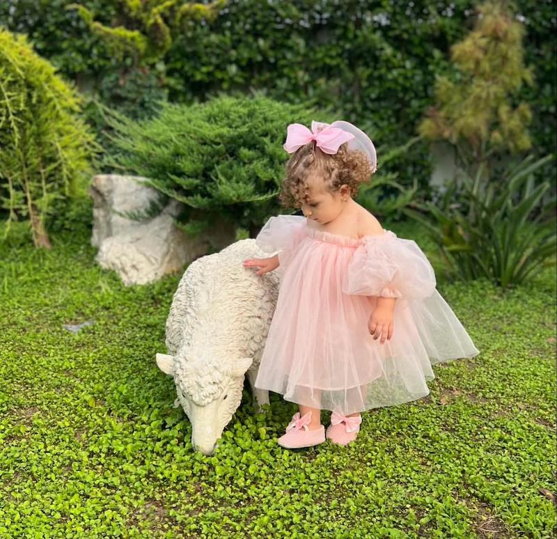 پیراهن فرشته صورتی پودری