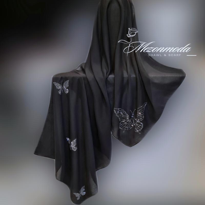 شال نخی مشکی پروانه