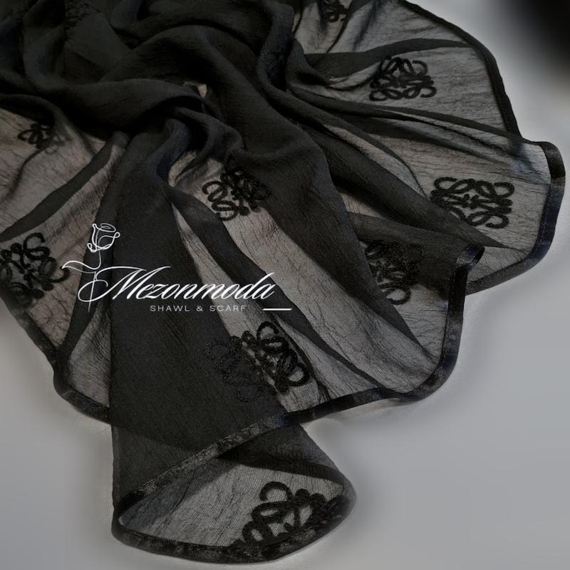 روسری حریر گلدوزی