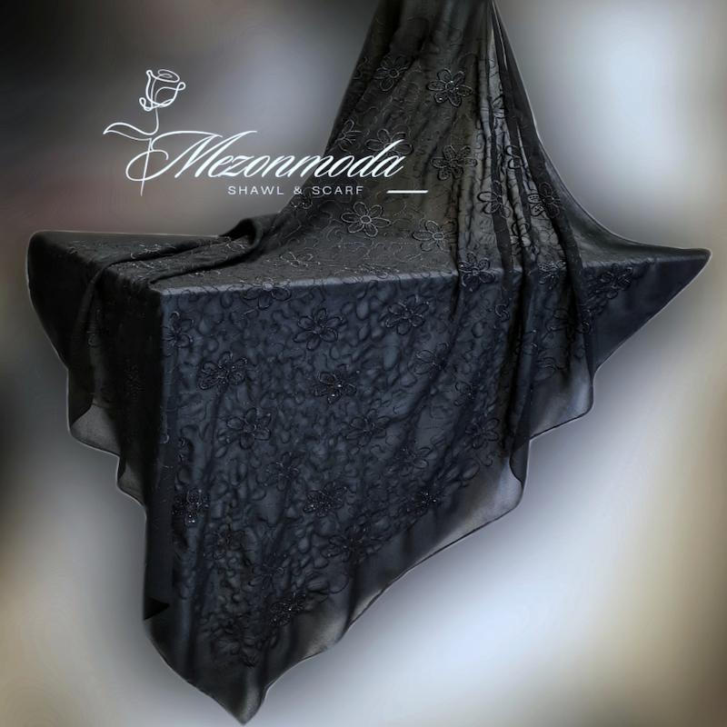 روسری حریر گلدوزی