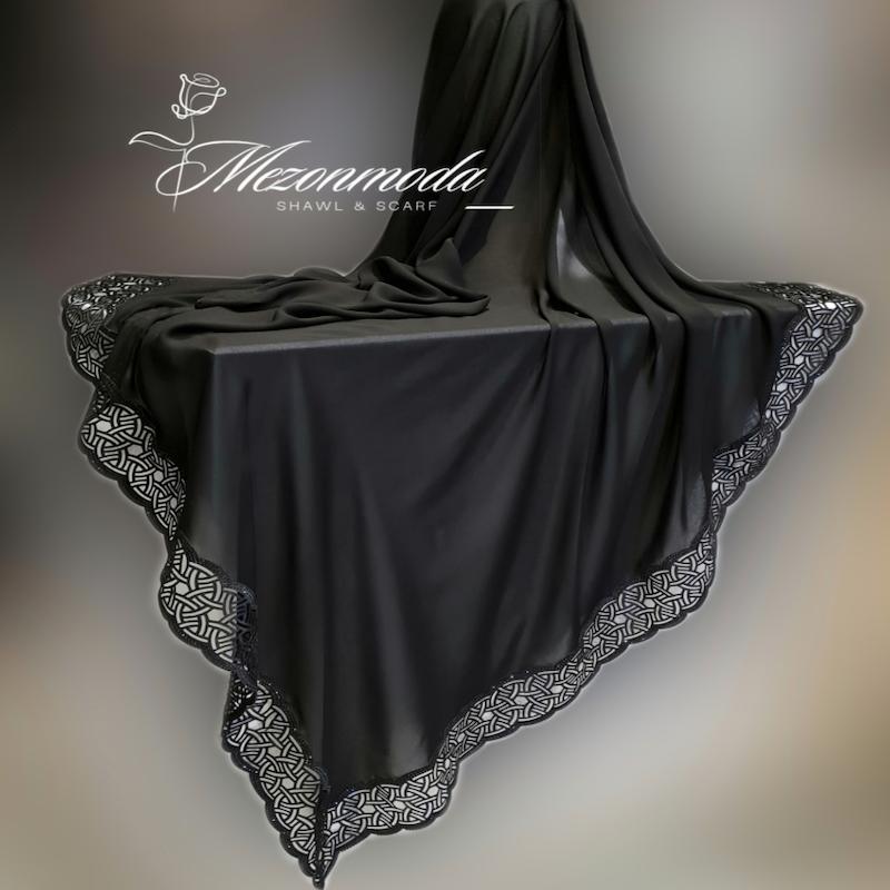 روسری مجلسی حریر حاشیه مخمل