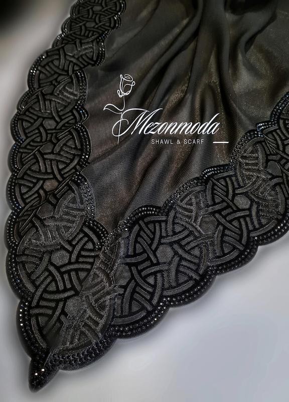 روسری مجلسی حریر حاشیه مخمل