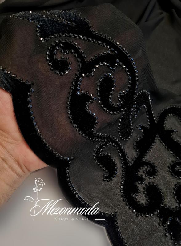 روسری حریر طرح مخملی