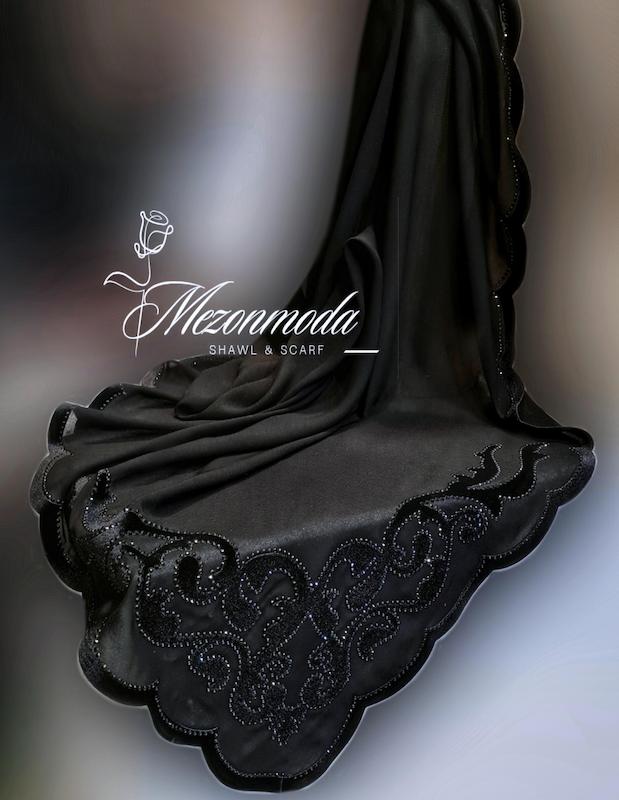 روسری حریر طرح مخملی