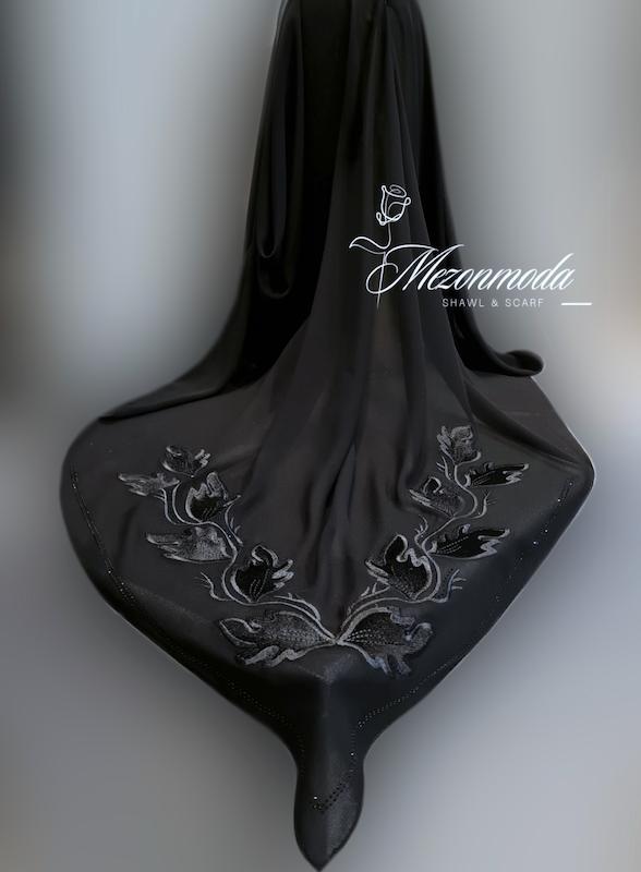 روسری گلدوزی طرح برگ 61