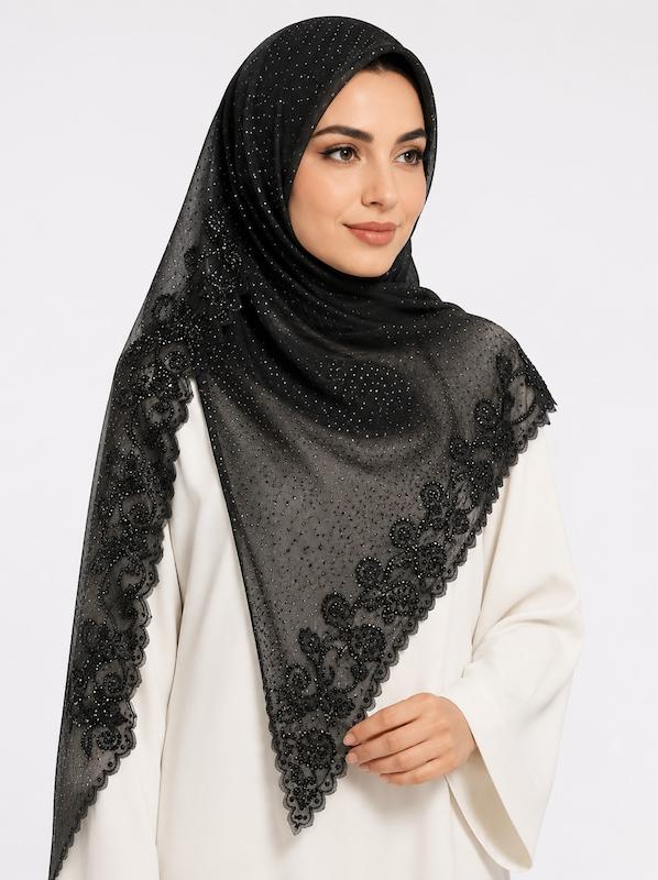 روسری گلدوزی نگین دار