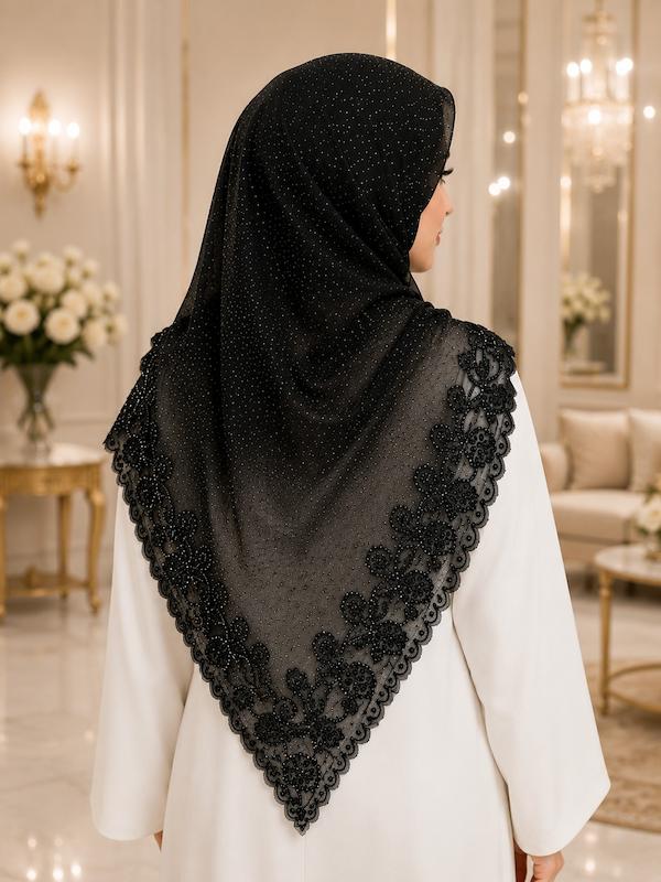 روسری گلدوزی نگین دار