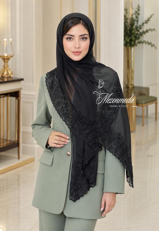 شال حریر گلدوزی نگیندار 76