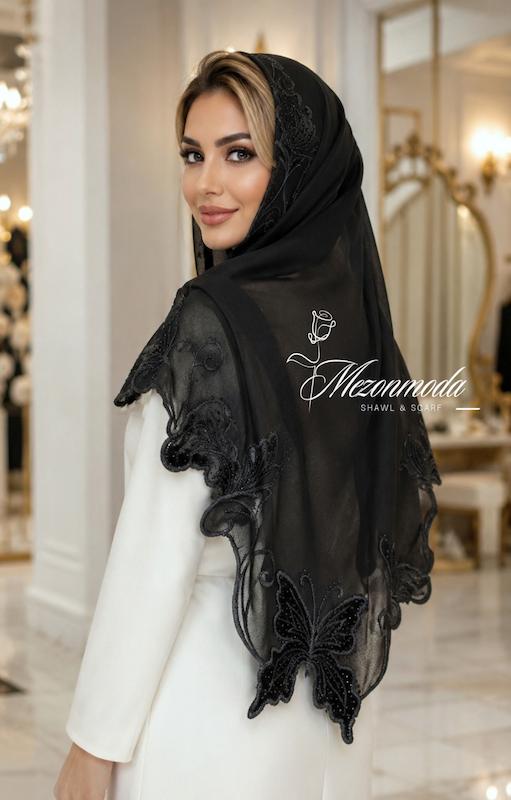 روسری گلدوزی پروانه 77