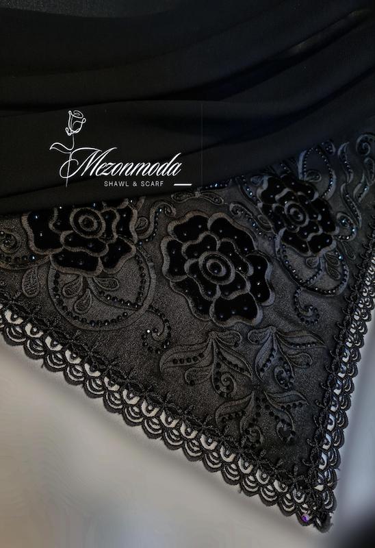 روسری حریر گلدوزی