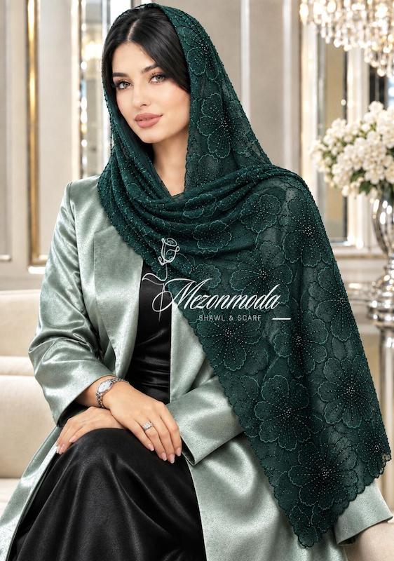 شال حریر گلدوزی