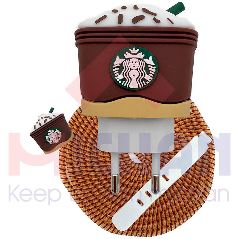 محافظ شارژر اپل  دو پین طرح Starbucks