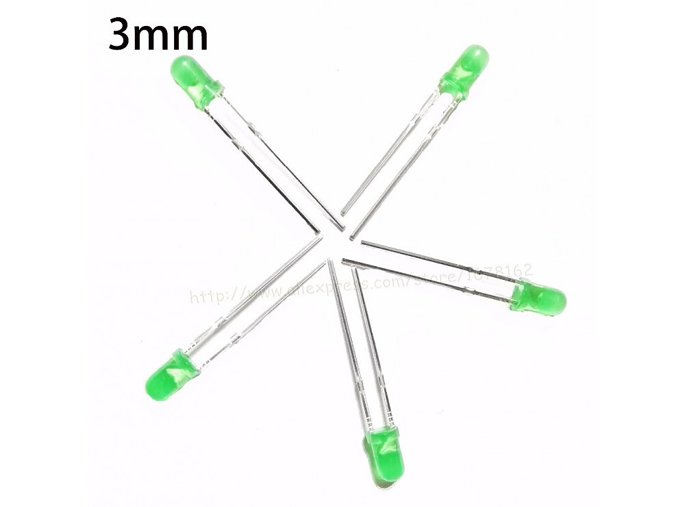 LED سبز 3mm مات (بسته ده تایی)  کد(1166)
