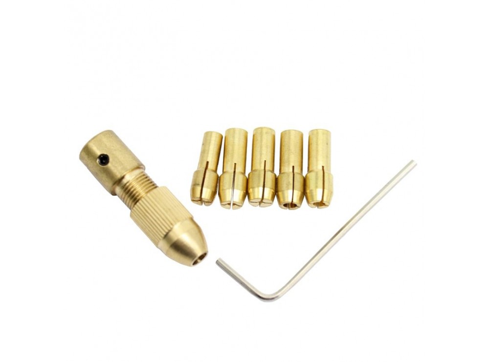 ست سه نظام پنج سر با قطر شافت 3.17mm و سایز مته 0.5 تا 3mm  کد(1258)