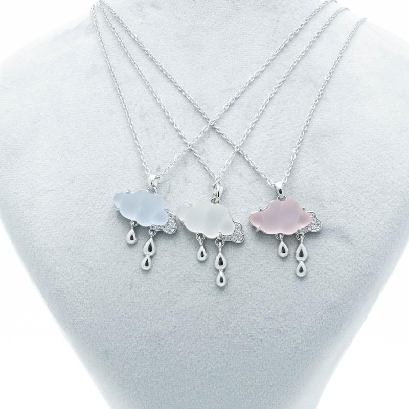 گردنبند ابر و باران، استیل، در رنگهای پاستلی D038