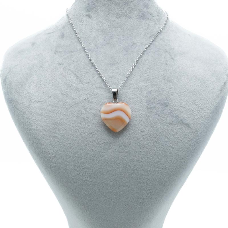 آویز عقیق، طرح قلب تخت، متریال استیل، کد: H025