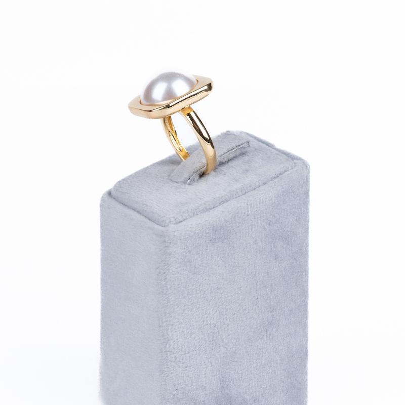 انگشتر مروارید، دامله (گنبندی)، آبکاری نقره و رادیوم، فری سایز، کد: B020