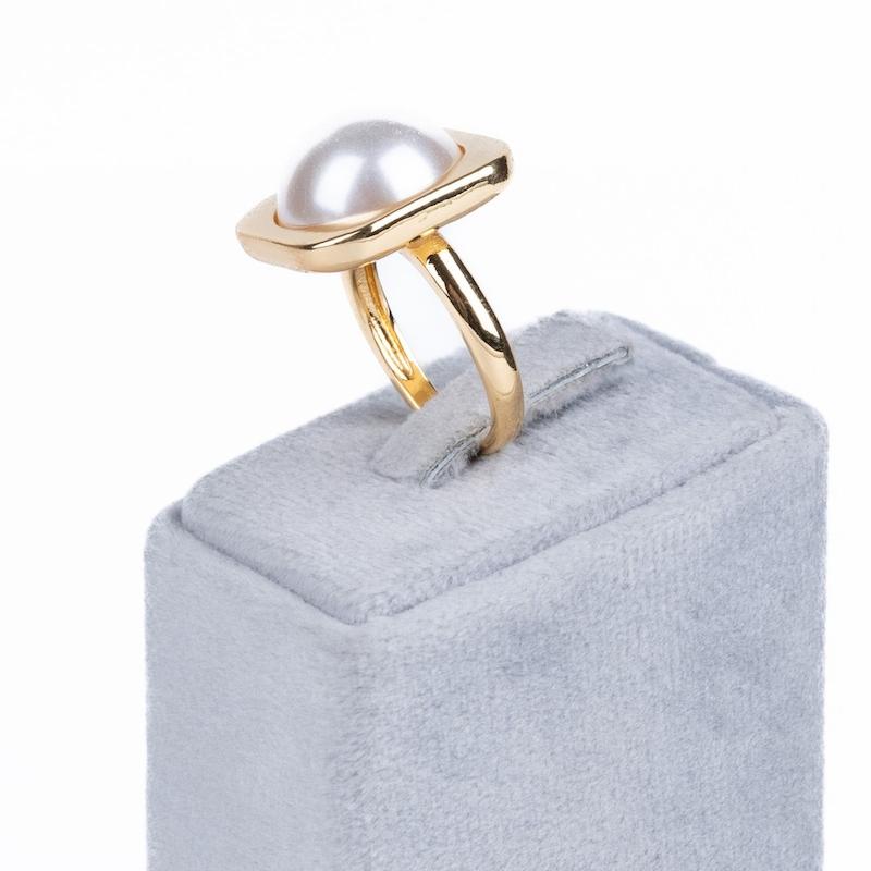 انگشتر مروارید، دامله (گنبندی)، آبکاری نقره و رادیوم، فری سایز، کد: B020