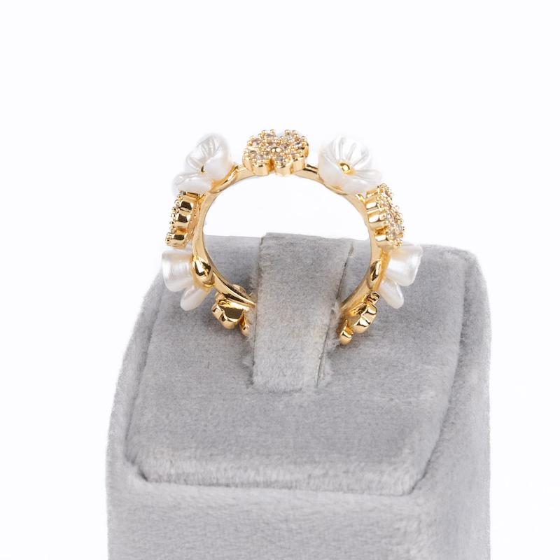 انگشتر فانتزی، صدف و نگین،آبکاری رادیوم، کد:B026 