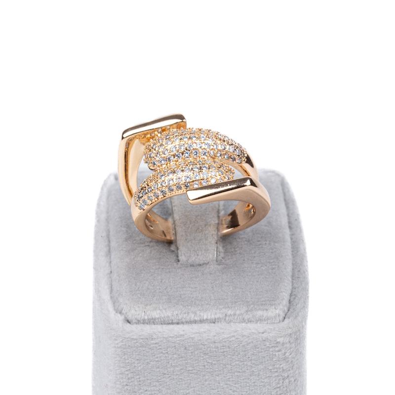 انگشتر ژوپینگ، طرح طلا، آلیاژ مس و استیل نگین‌دار،ضربدری، کد B038