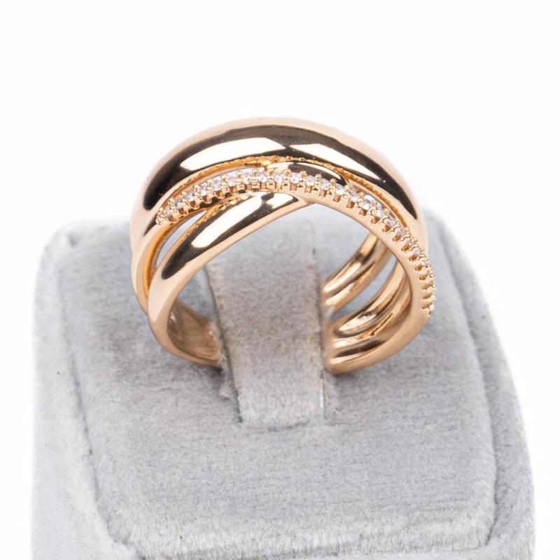 انگشتر ژوپینگ، طرح طلا و جواهر، آلیاژ مس و استیل، ضربدری، کد B040