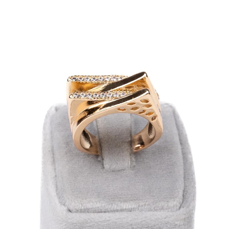 انگشتر ژوپینگ، طرح طلا و جواهر، آلیاژ مس و استیل،4 لاین، کد B045