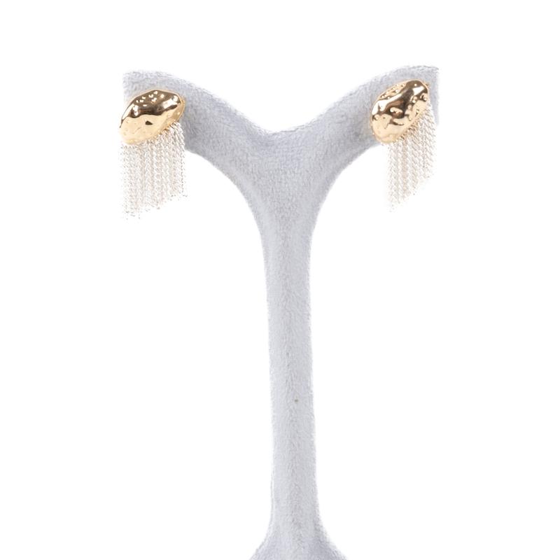 گوشوار فشن، ریسه‌ای کوتاه، دو رنگ طلایی-نقره‌ای، رادیوم، کد:A090