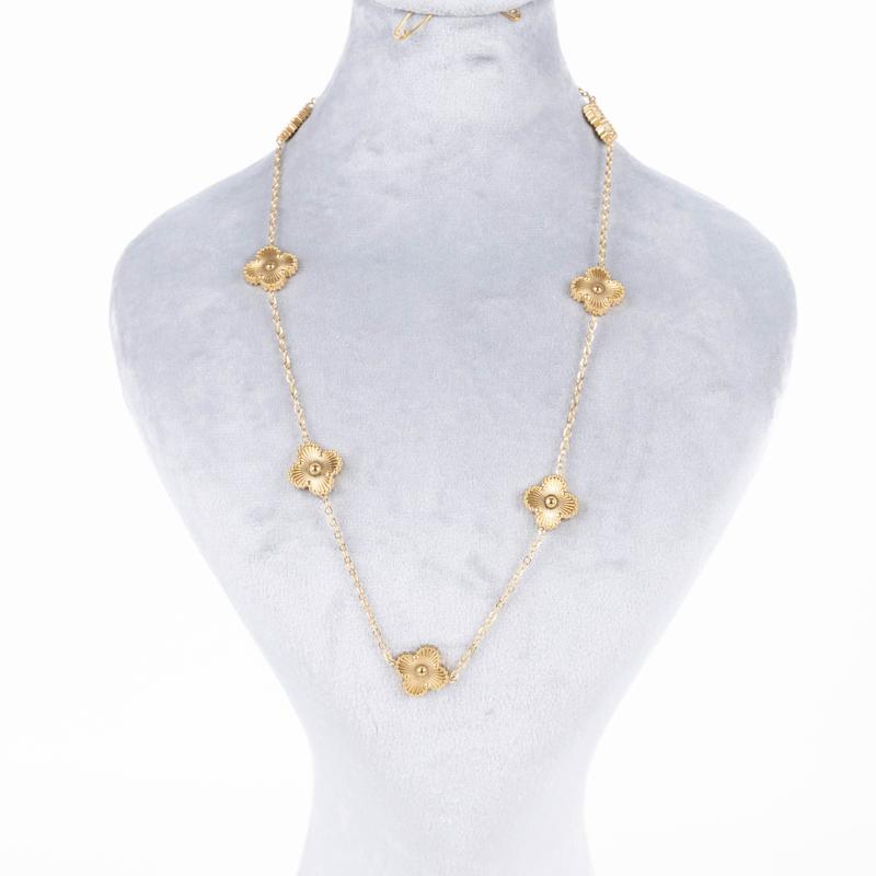 گردنبند طرح ونکلیف، استیل رنگ ثابت، شبدر چهار پر،(7 گل)، کد: D040