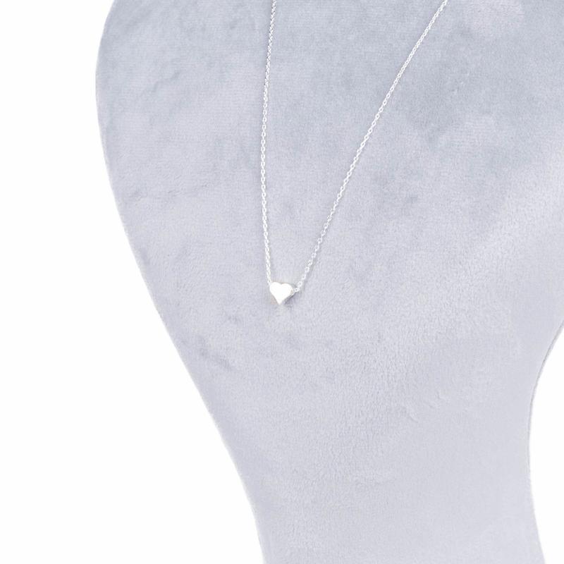 گردنبند مینیمال، با پلاک طرح قلب، آبکاری نقره، کد: D052