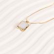 گردنبند مینیمال، طرح مستطیل با صدف، آبکاری رادیوم، کد: D058